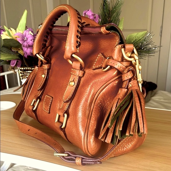 👜 Dooney & Bourke Vtg Florentine Leather Satchel with Gold Hardware  10x9x4.5” - Picture 4 of 17